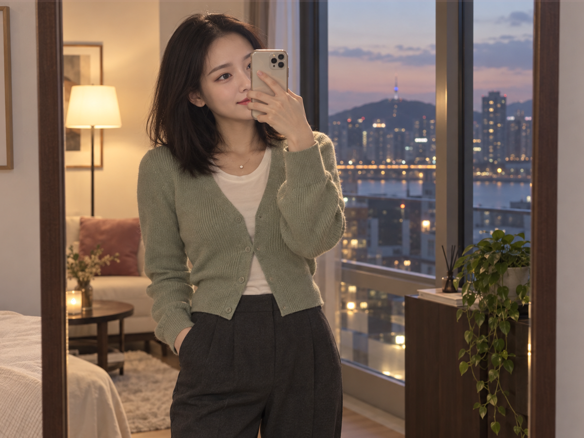 서울특별시 마포구 이동과 방문 일정을 안내하는 젊은 성인 한국 여성 관리사